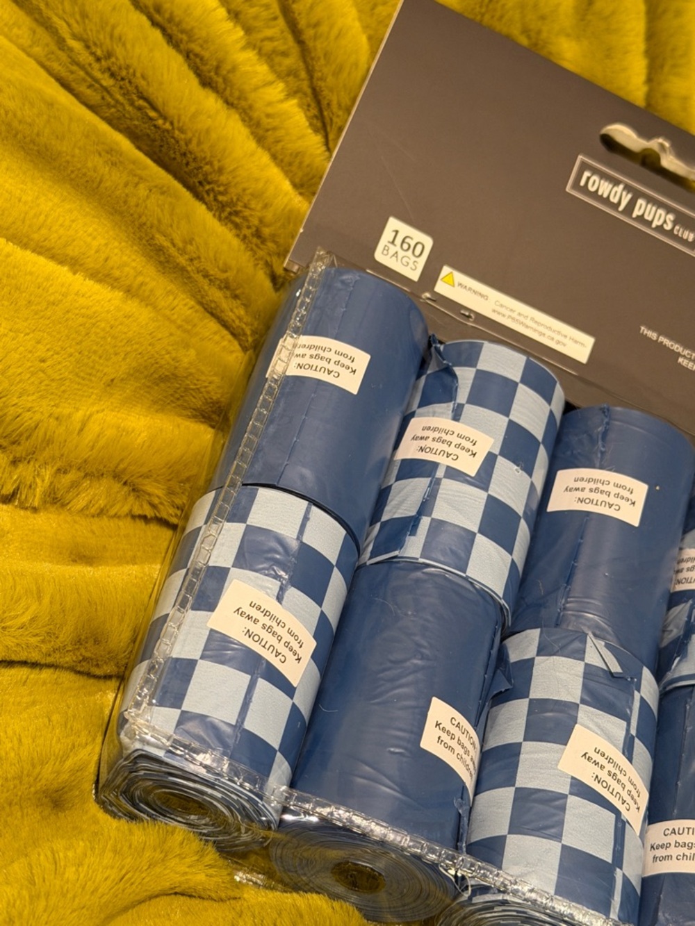 Rowdy Pups Club Blue & White Checkerboard Pet Waste Bags - 8 Rolls - Picture 2 of 8